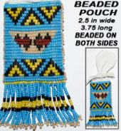 Beaded Buckskin Pouch-Blue