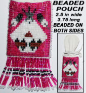 Beaded Buckskin Pouch-Dark Pink