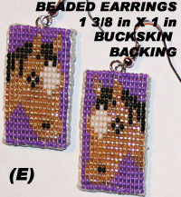 Beaded Earrings-Brown Horses, Purple & Black-E