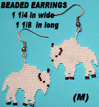 Beaded White Bison Earrings-M