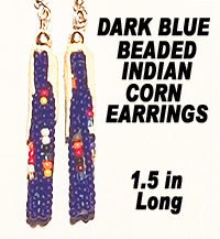 Dark Blue Beaded Indian Corn Earrings