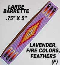 Large Beaded Native American Lavender Barrette with Fire Colors