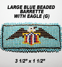 Native American Large Beaded Blue Barrette with Eagle