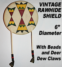 Vintage 6' Native American Rawhide Shield