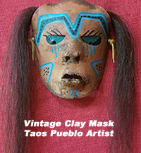 Vintage Taos Pueblo Clay Mask