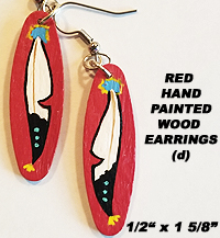 red wood Red Native American Painted Wood Earringsearrings