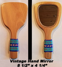 Native American Beaded Wood Hand Mirror