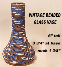 Native American Beaded Glass Vase