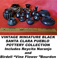 Vintage Minature Black Santa Clara Pueblo Pottery