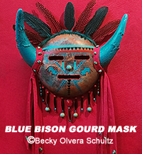 Blue Bison Gourd Mask © Becky Olvera Schultz
